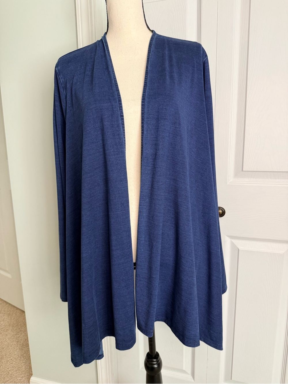 pure jill INDIGO Open Front Cardigan Sweater Blue Lyocell Blend Women's Large